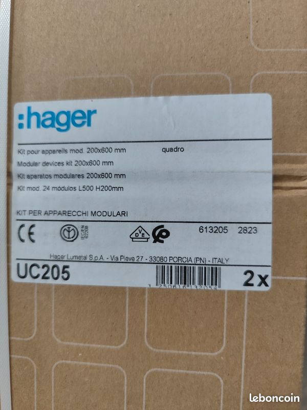 HAGER kit modulaire x2 UC205 200x600 type quadro - photo 3