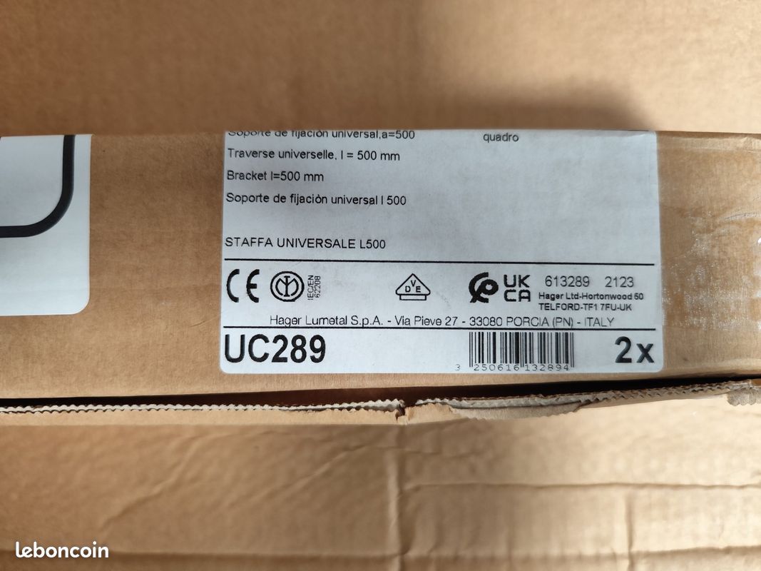 Lot de 2 traverses universelles Hager UC289 L500 Quadro neuf - photo 2