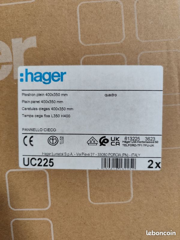 Plastron plein Hager UC225 400x350 mm neuf - photo 2