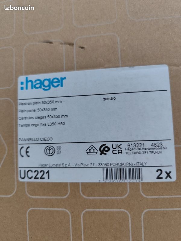 HAGER plastron plein UC221 x2 - photo 2