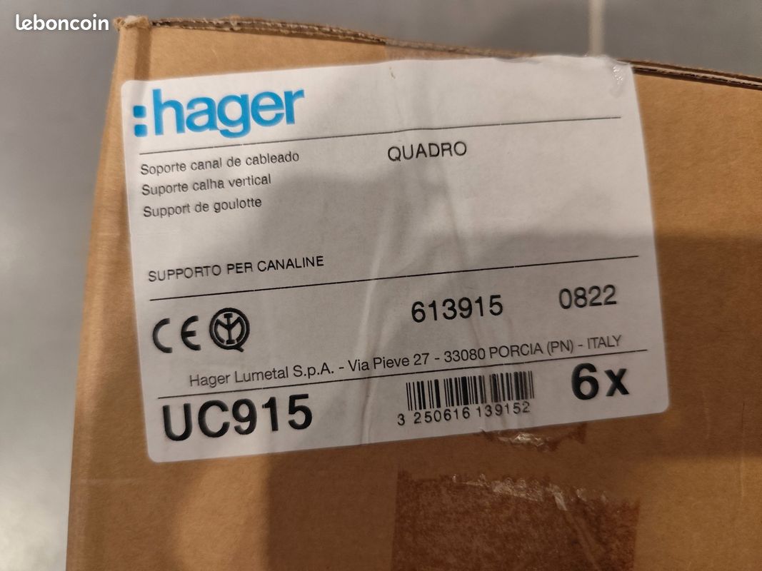 Lot de 6 supports de goulotte Hager UC915 Quadro - Neuf - photo 3