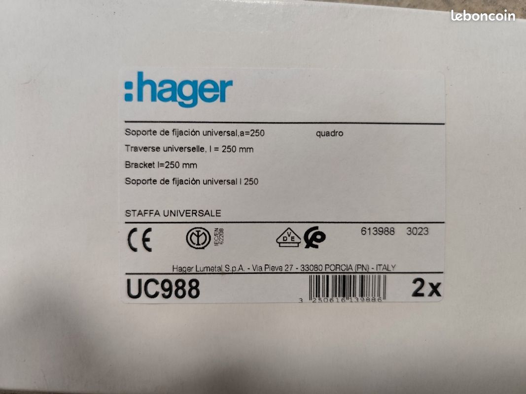 HAGER traverse universelle 250 mm UC988 - photo 2