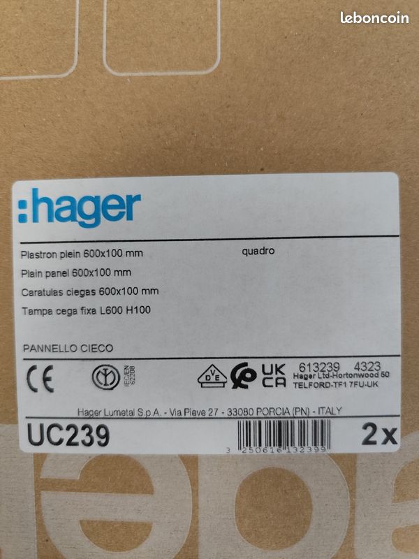 Plastron plein Hager UC239 600x100 mm neuf - photo 2